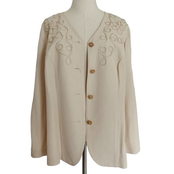 Vintage Beaded Embroidered Blazer Jacket Grandmacore Cardigan M - Picture 1 of 5